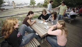 Klassenfahrt Hamburg - JHB Stintfang, Terrasse